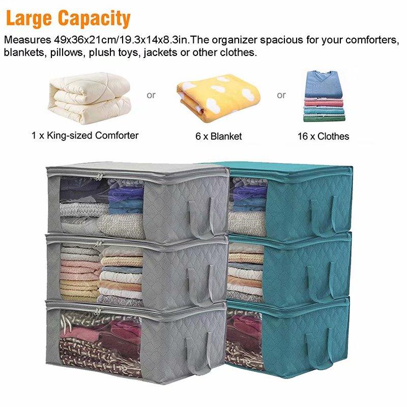1/2/3Pcs Clothing Wardrobe Organizer Bag Clothes Blanket Quilt Closet Box Bag Home Foldable Storage