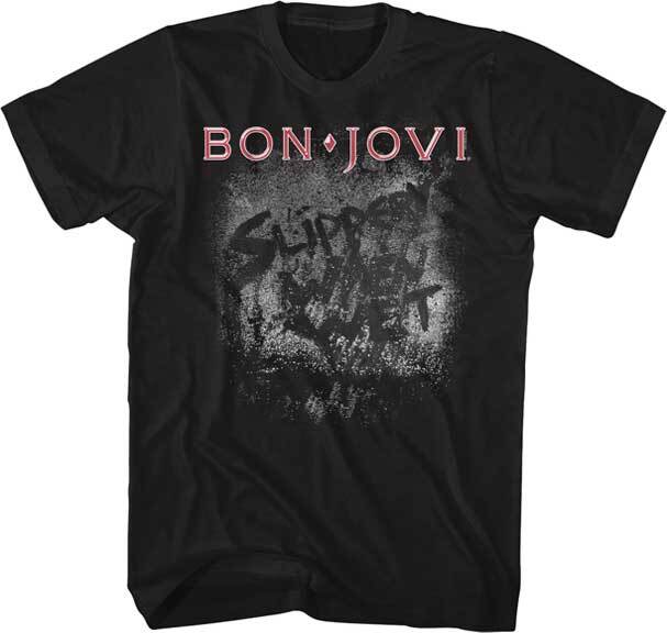 Bon Jovi T-Shirt Slippery When Wet Album Tour New Licensed 100% Black Cotton Unisex T-Shirt