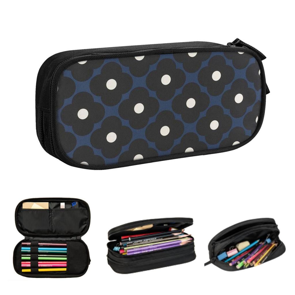 Orla Kiely Flowers Abstract Pencil Cases for Students School Pen Box Pencil Bag Large Capacity Pencil Pouch