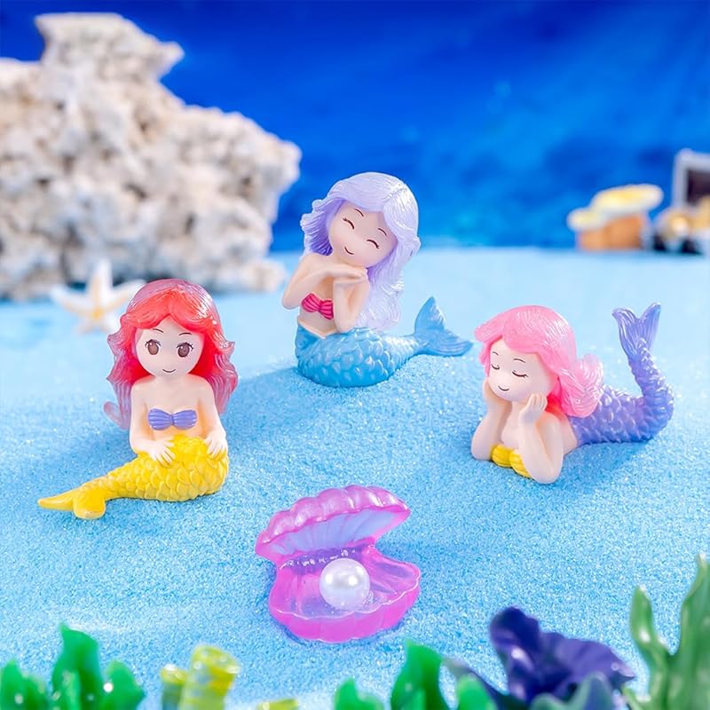 DeryArcle фигурка миниатюрная милая аквариумная русалка принцесса красивая русалка фея 3 типа набор украшение для аквариума русалка система исцеления милая