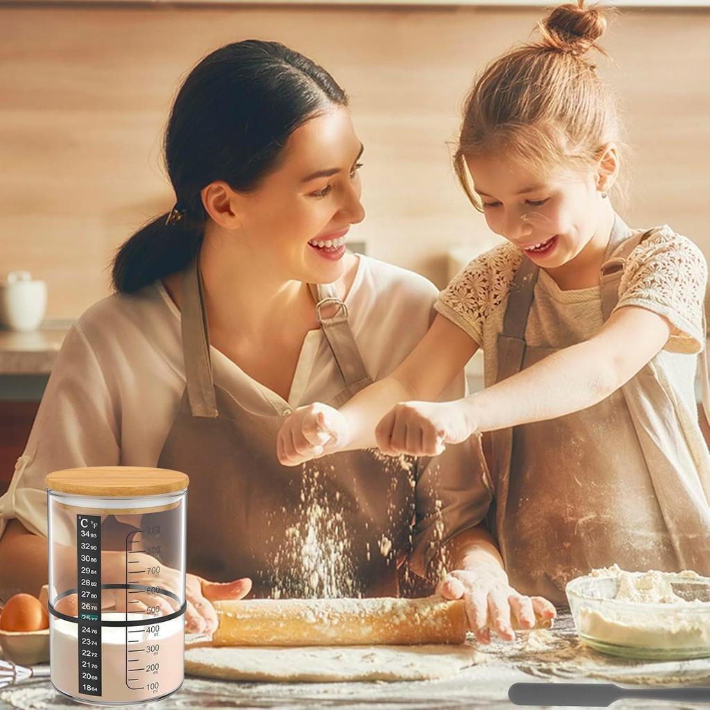 Набор для стартера хлеба на закваске Pro, банка для закваски 34 унции, полоски-термометры и дышащие крышки для хлеба на закваске и набора для стартера закваски