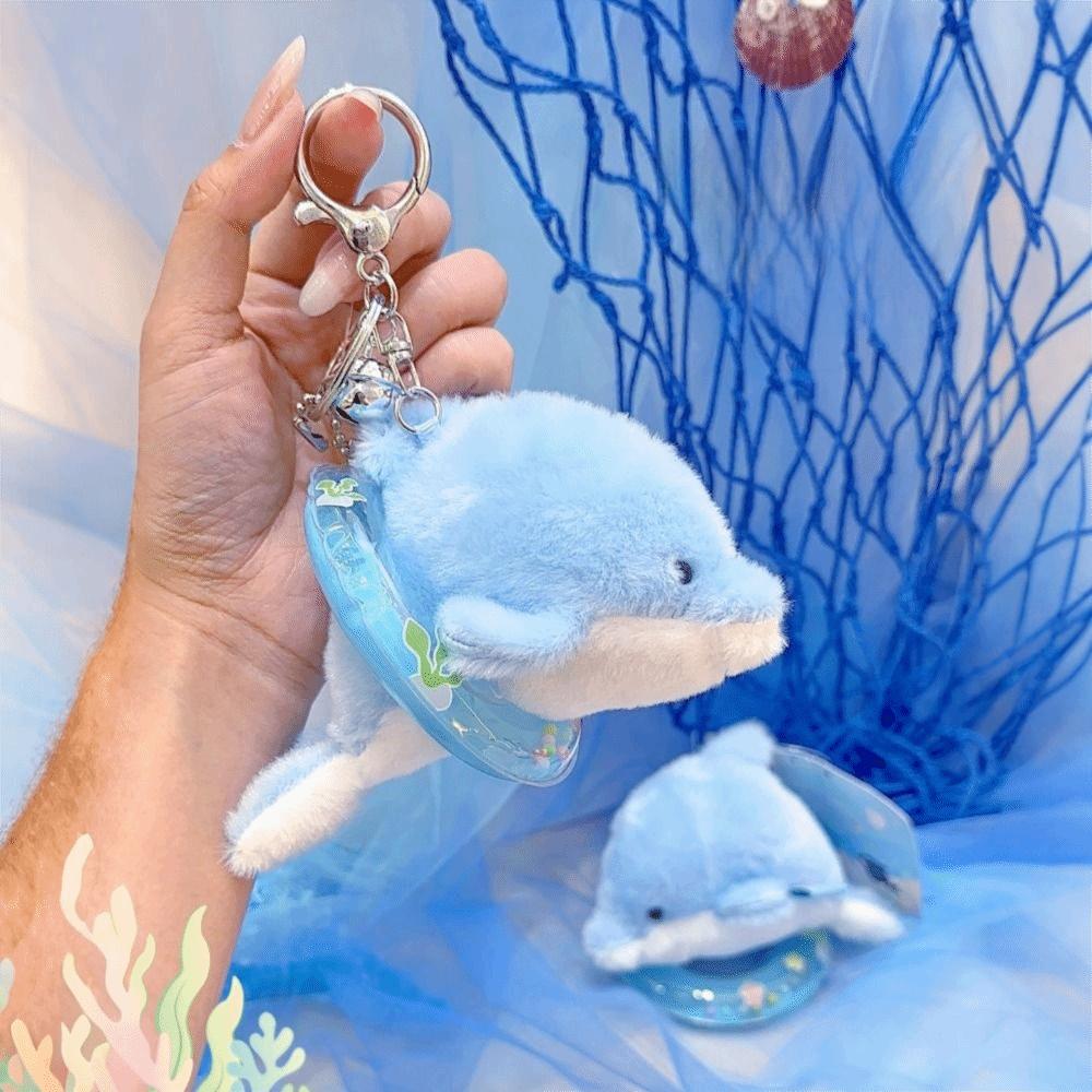 Kawaii Ocean Animal Plush Keychain Seahorse Dolphin Plush Doll Birthday Gift