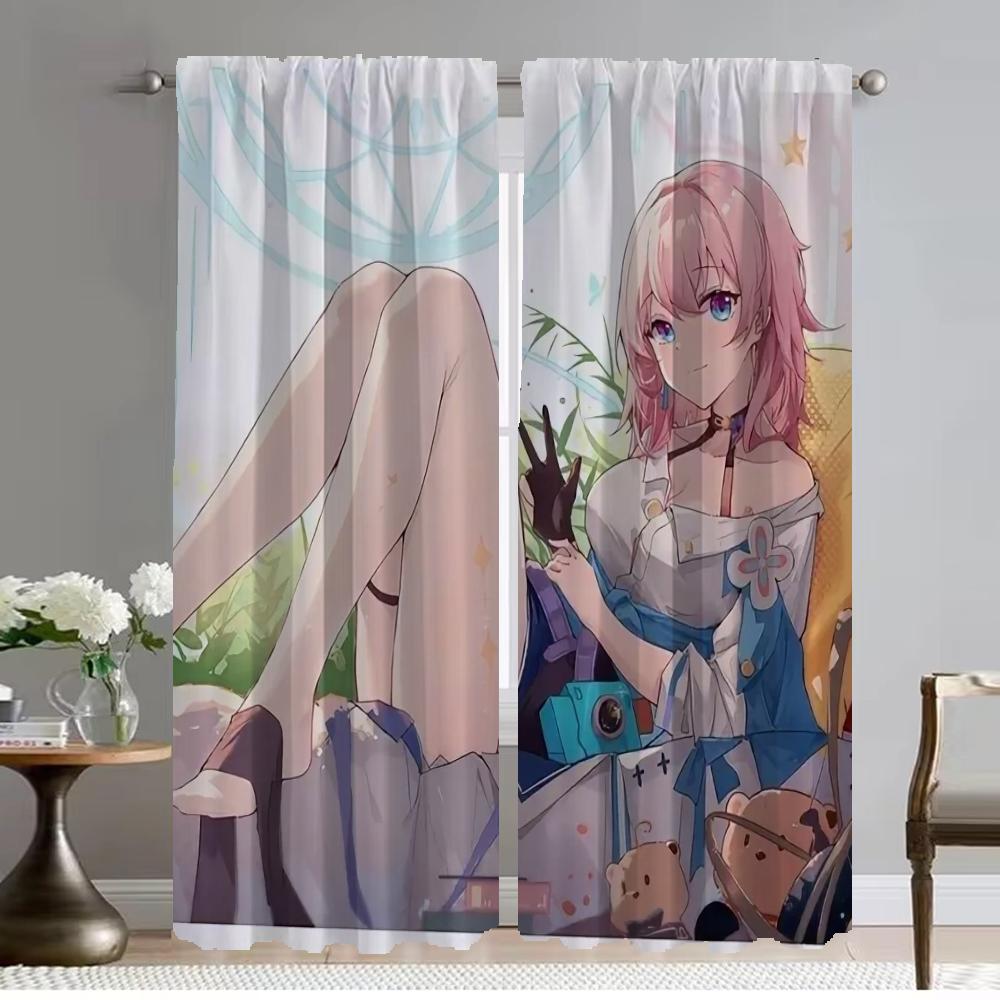 Современные шторы для гостиной для камеры Honkai Star Rail, шторы для домашнего интерьера, 2 шт., тюль для украшения Хэллоуина для спальни