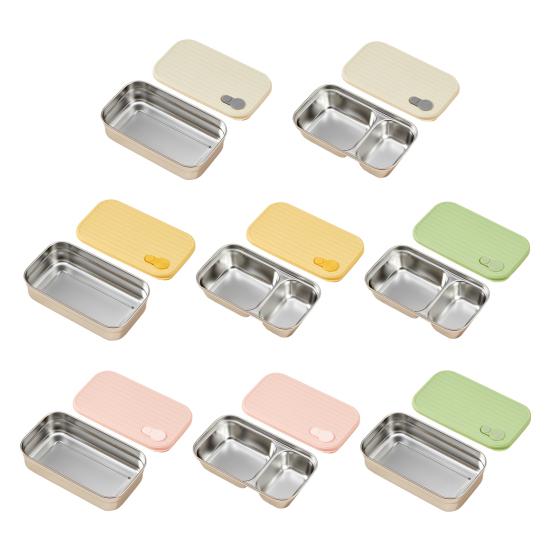 Stainless Steel Snack Containers 2 Compartment Lunch Box Leak-Proof Bento Box with Lids Reusable Food Storage Containers for Travel Camping Outdoor
