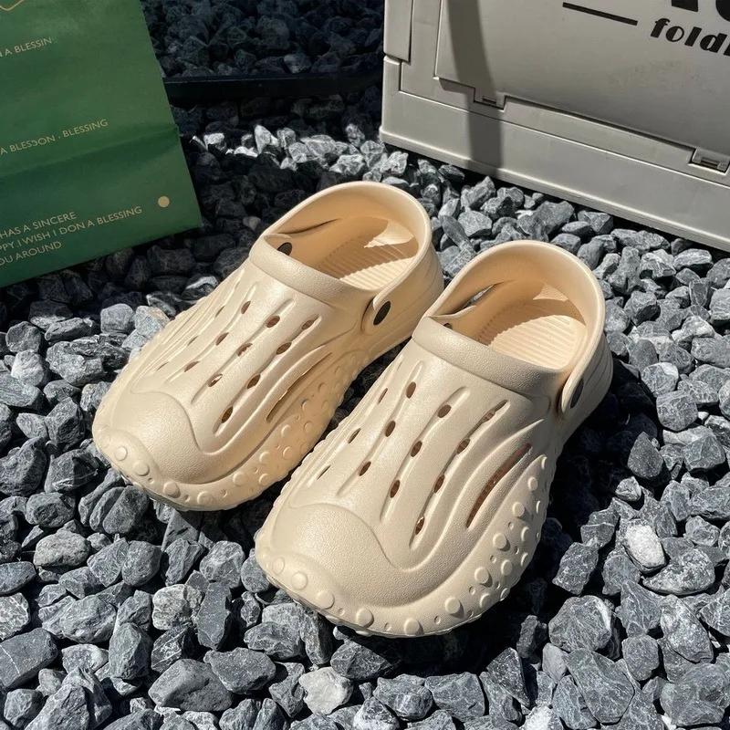 Модные летние мужские шлепанцы Comwarm с отверстиями, модные дышащие полые сандалии, мужские модные сандалии-кроссовки, уличная легкая пляжная обувь