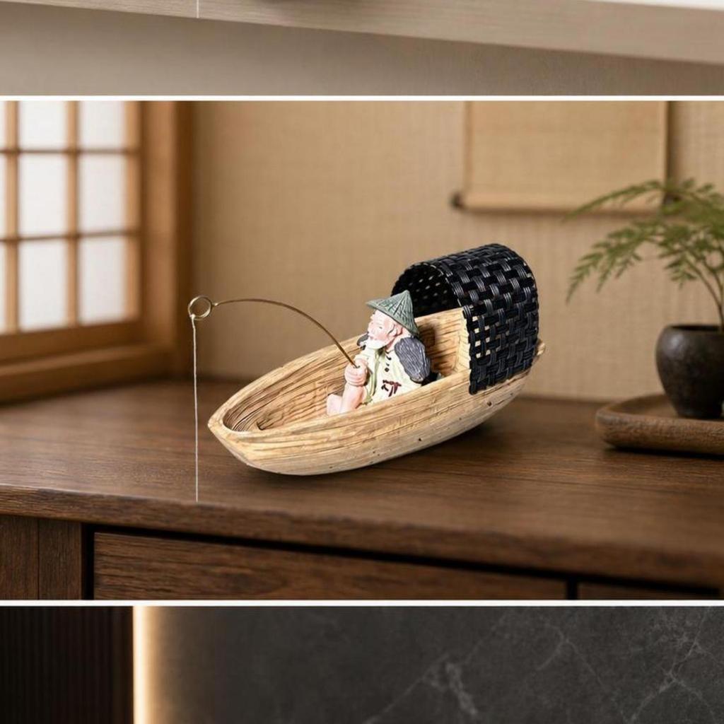 Boat Ornament Wood-Look Mini Sailboat Model Artisanal for Pond