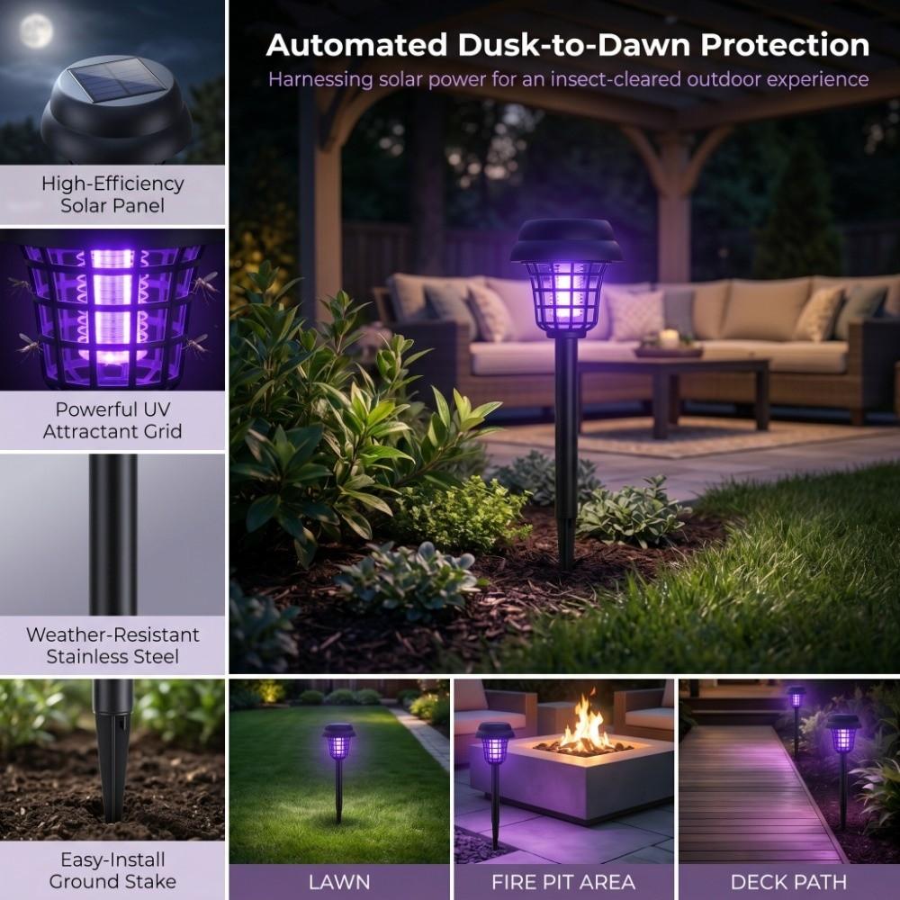 IP54 Solar Mosquito Light Solar Powered LED Mosquito Light Insect Lawn Light Garden Patio