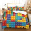 Colorful Blocks Duvet Cover King/Queen Size,Building Toy Bedding Set Kids Boys Girls Orange Blue Fun Brick Polyester Quilt Cover