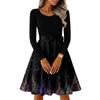 Women's Casual Fashion Round Neck Long Sleeve Christmas Printed Party Vintage Long Dresses