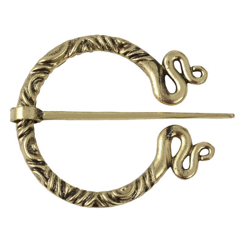 2025 Fashion Vintage Brooch Viking Bronze Hollow Belt Buckle Spiral Brooch Cloak Pin Clasp Brooches Retro Medieval Norse Jewelry