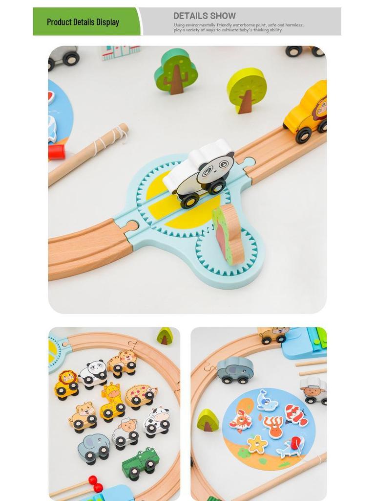 Wooden Electric Train Track Building Blocks - Compatible with Thomas