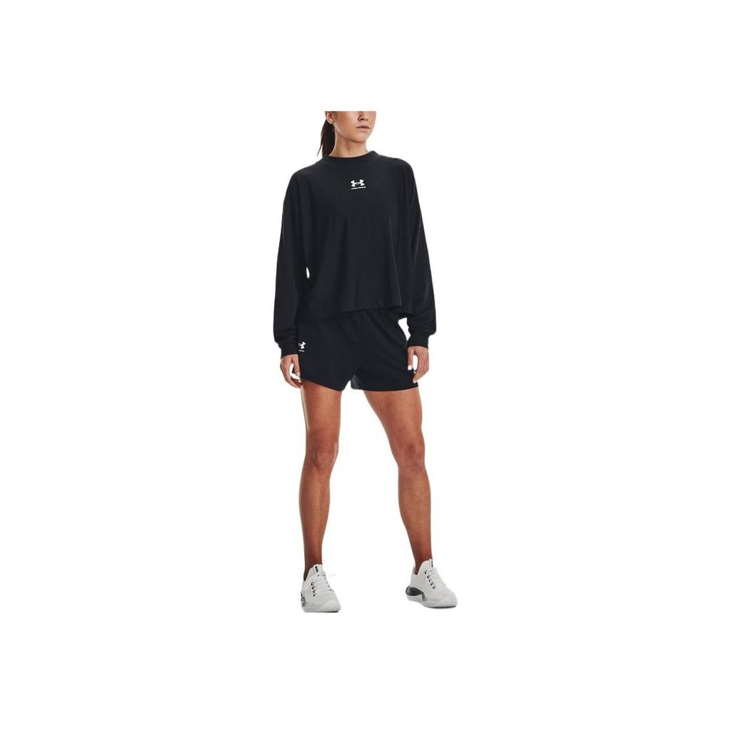 Under Armour SS23 Логотип Печать Пуловер Толстовка Женские Топы Черный 1376995-001