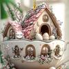 1Pc/5Pcs Easter Coffee Cup House Ornaments Chocolate Mug Bunny House Pendant 2D Acrylic Hot Cocoa Mug Spring Ornament for Holiday Home Decor