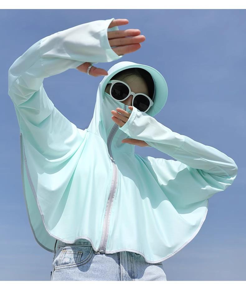Sunscreen Clothing Women's Long Sleeve 1011 New Ice Silk Sunscreen Clothing Summer Thin Cycling Sunscreen Shirt UV Protection Shawl