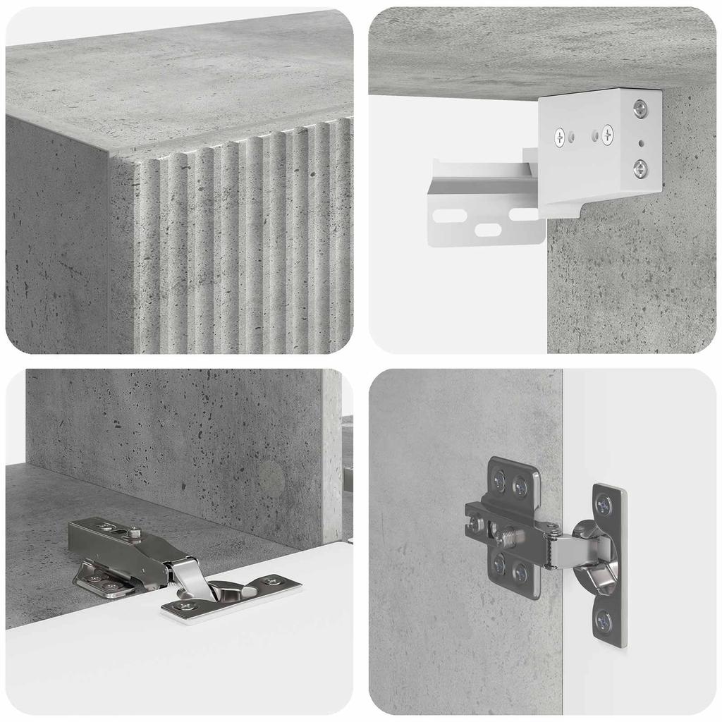 TV Wall Shelf Set Wall Mounted 6 pcs Concrete Grey