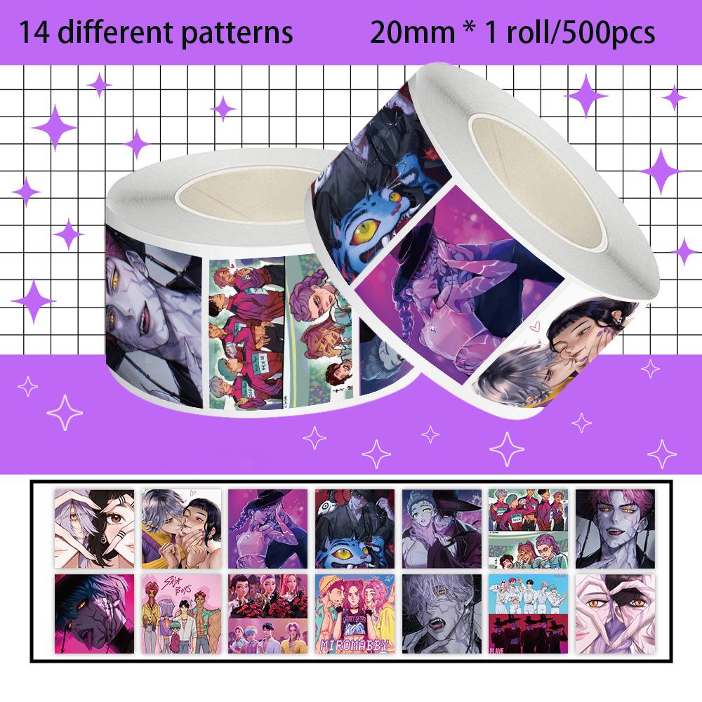 500Pcs/Roll Anime Kpop Demon Hunters Stickers Demon Hunters Tiger DIY Scrapbooking Phone Luggage Skateboard Waterproof