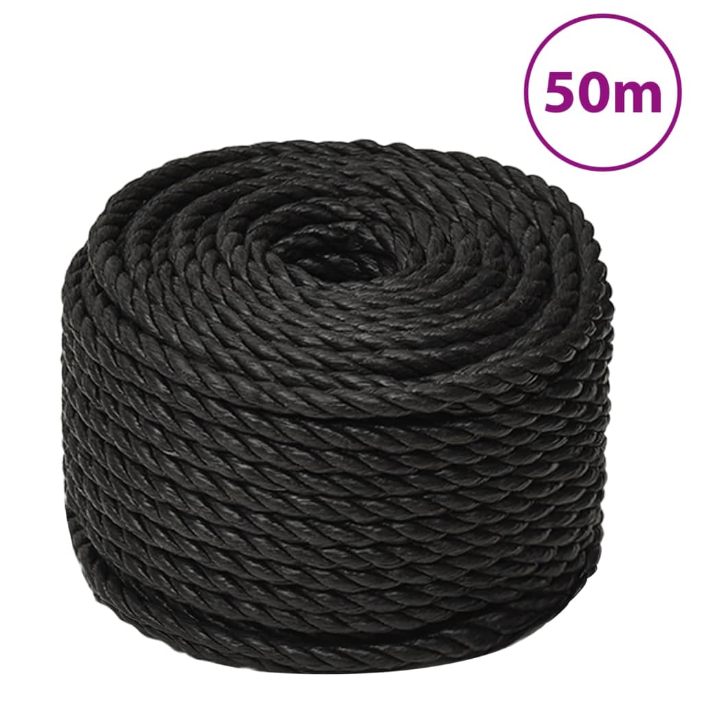 Vidaxl Linka Robocza, Czarna, 12 Mm, 50 M, Polipropylen