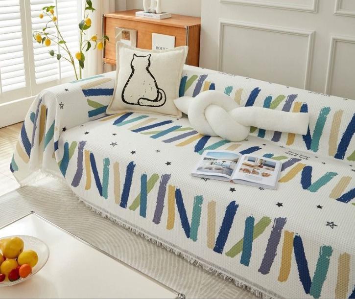 Чехол и подушка для дивана с противоскользящим покрытием в стиле бохо - для круглогодичного использования