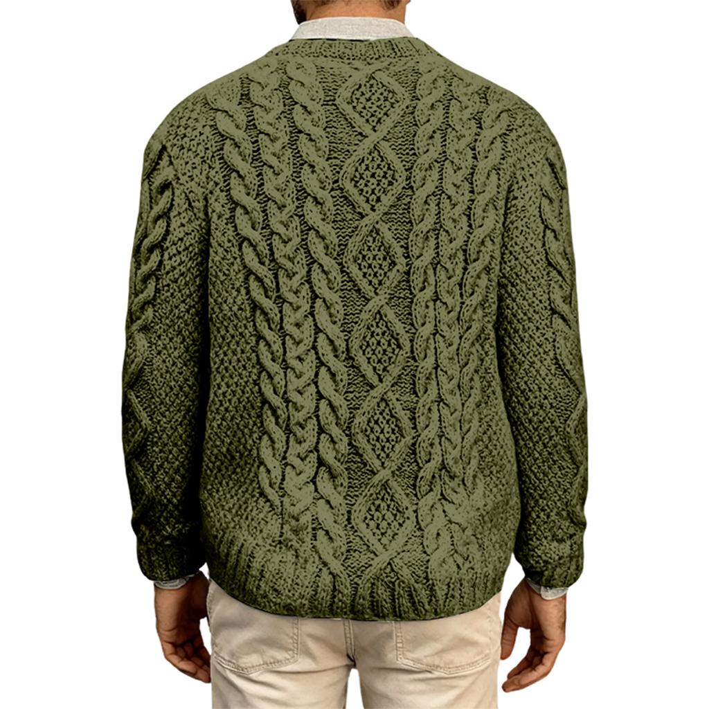 Fashionable Casual Round Neck Pullover Long Sleeved Men's Knitted Sweater