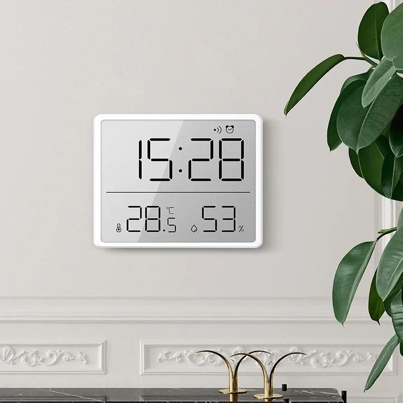 Будильник ЖК-дисплей Большой экран Цифровой термометр Гигрометр Простой будильник Магнитный дизайн Настольное украшение Часы.