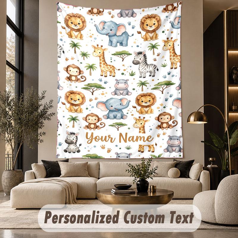 Wildlife Animals (81) Theme Personalized Tapestry Custom Name Text Wall Hanging Tapestry Home Background Decoration