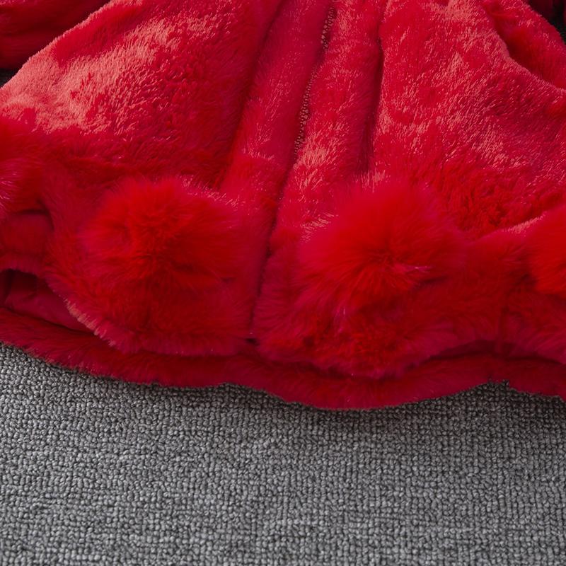 Детский Девочки Осень Зима Шерстяной Свитер Детский Воротник Меховой Помпон Толстая Куртка