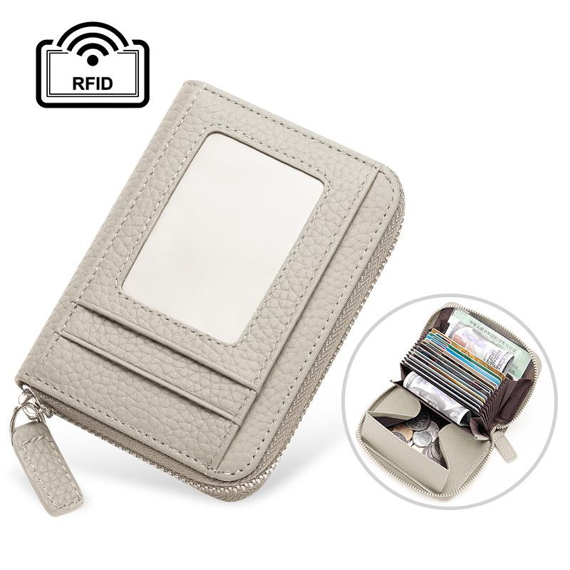 Rfid Card Holder 100% Genuine Leather Business Card Wallet Organ Card Bag Female Bag Japanese