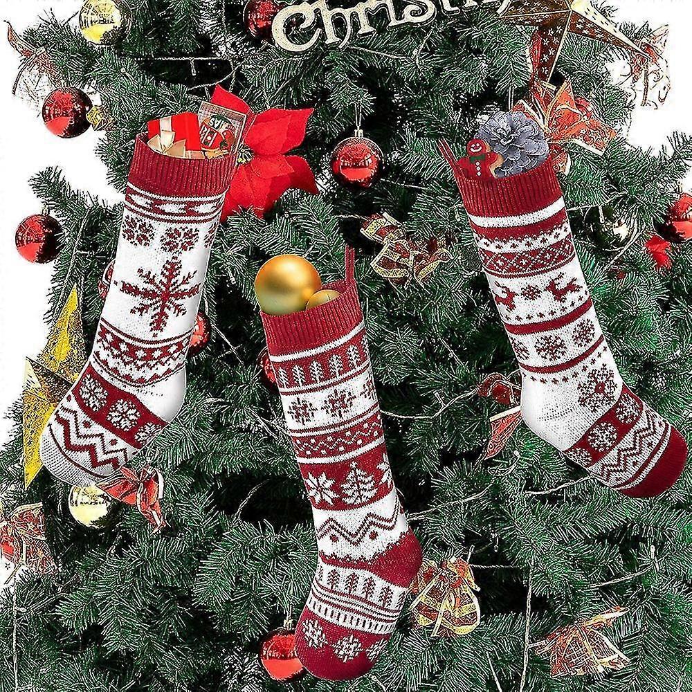2 Pack Knit Christmas Stockings, For Family Holiday Xmas Tree Decor