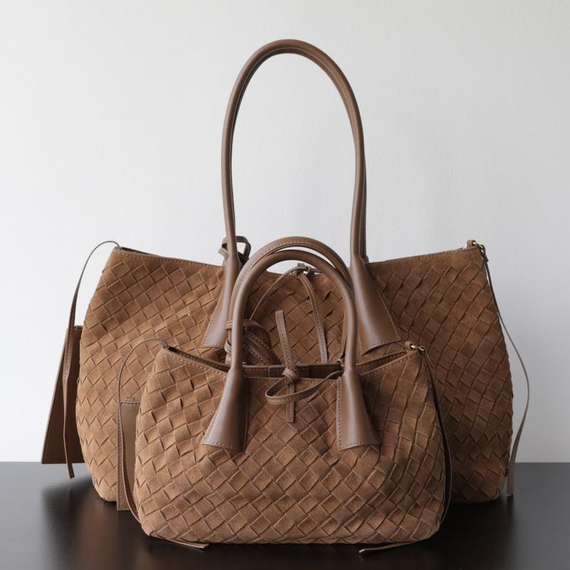Handwoven Suede Leather Tote Bag Women Large Capacity Work Commuter Winter Style