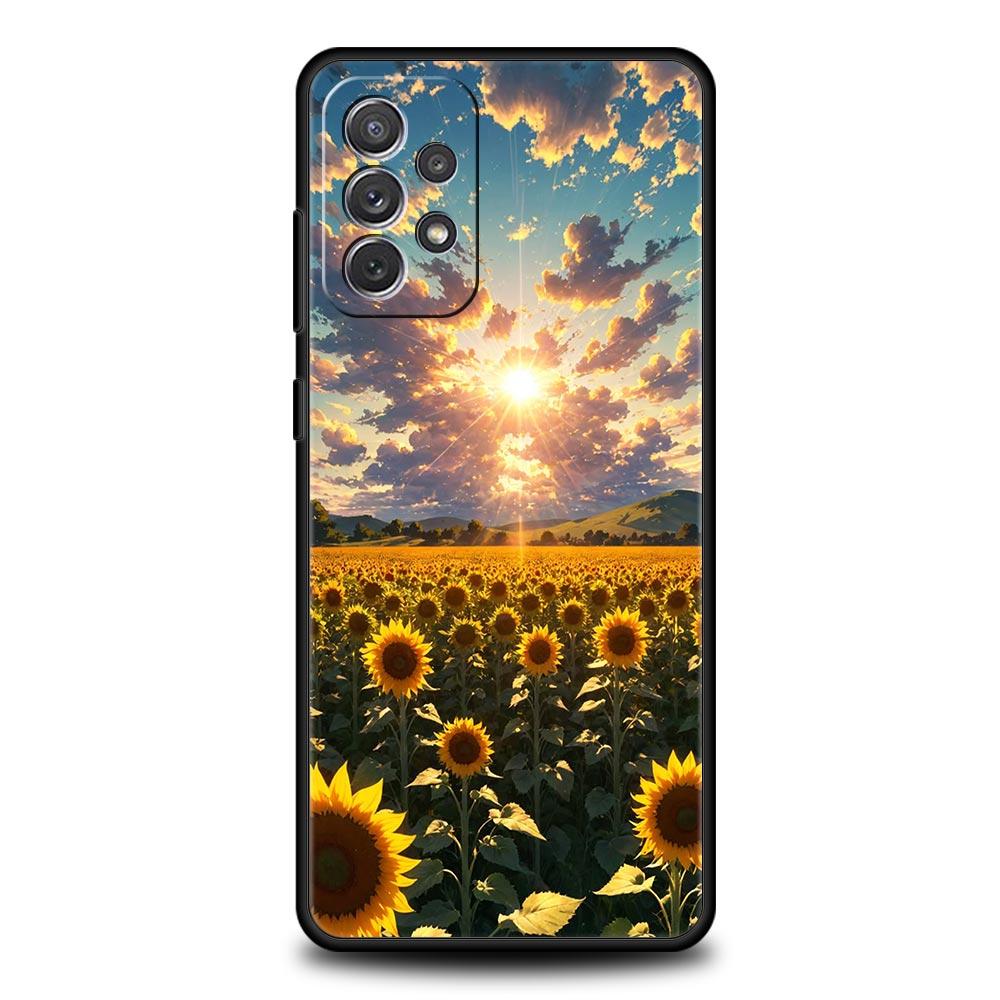 Желтый чехол-подсолнух для Samsung Galaxy A17 A07 A55 A35 A25 A15 A05 A33 5G A31 A23 A21s A13 A41 A73 A53 A51 A71 A03