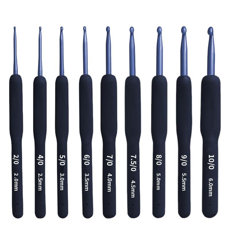 2mm-6mm Silicone Handle Knitting Needle Sweater Hook Blue Soft Handle Crochet Hooks Aluminum Crochet