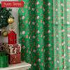 1PC Nuan Series Christmas Style Semi Blackout Curtains Santa Claus and Elk Pattern Green Curtains for Living Room Bedroom Balcony Window Home Decor