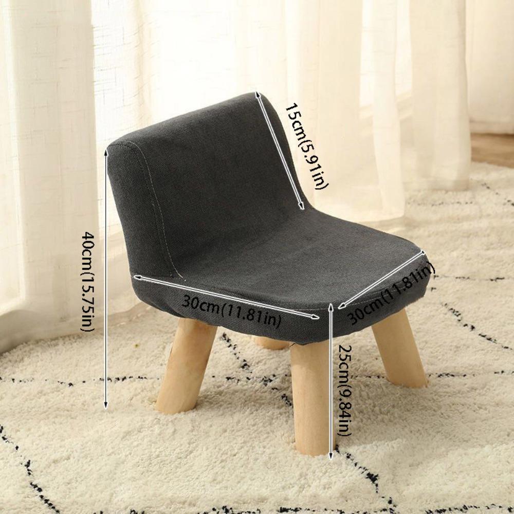 Luxury Solid Wood Small Stool Removable Washable Fabric Bench Low Stool Cute Fabric Small Compact Backrest Chair Doorway