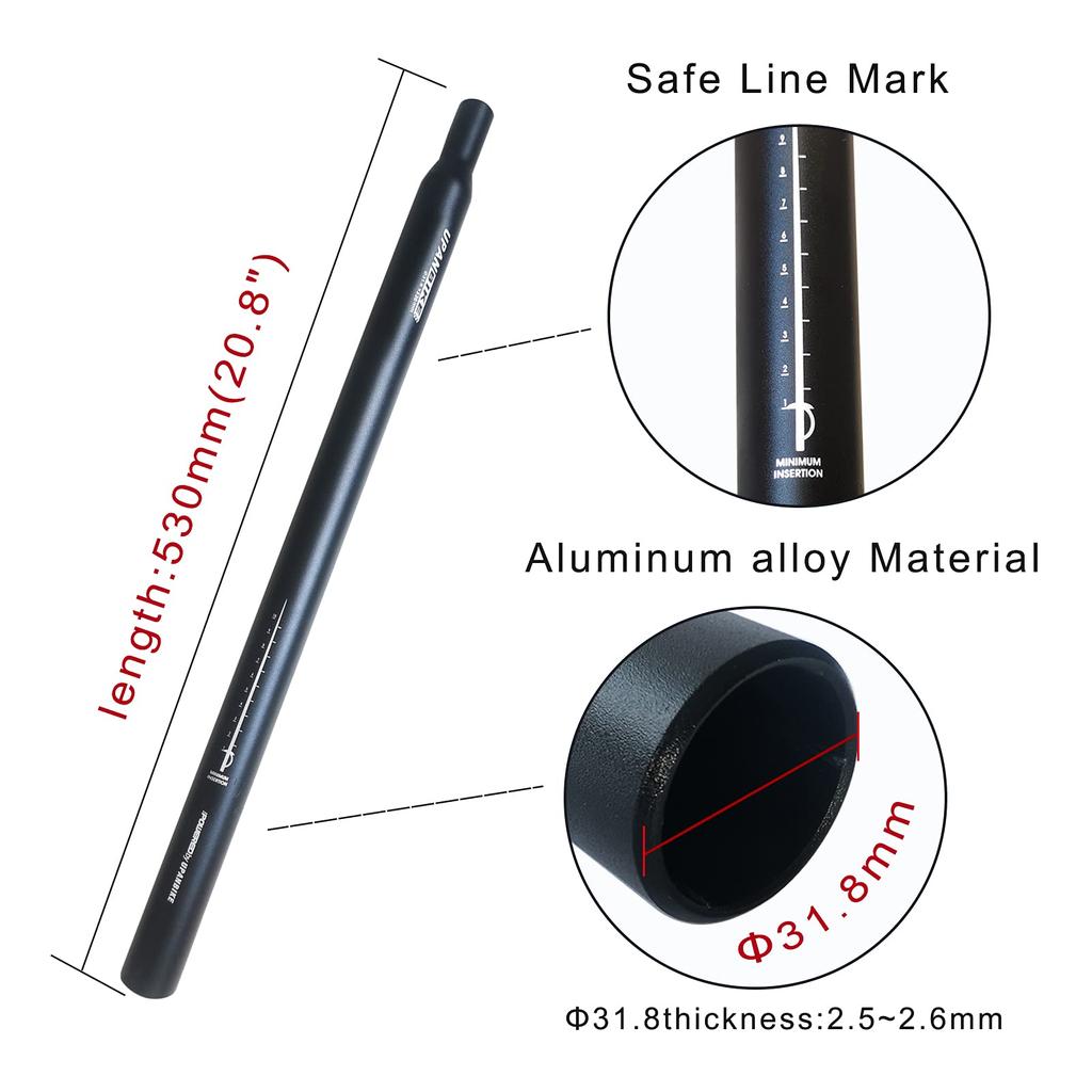 Подседельный штырь велосипеда UPANBIKE 530 мм, длинный подседельный штырь для электрического велосипеда, складной велосипед 31,8 мм