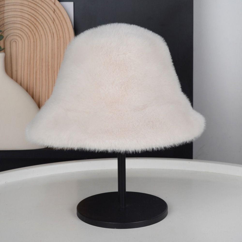 Plush Fisherman Cap Soft Panama Hat Fashion Bucket Hat  for Women