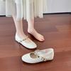 Xiaoxiangfeng round head flat bottom Mary Jane women's new retro soft bottom soft leather word with inner height increase shallow mouth single shoes