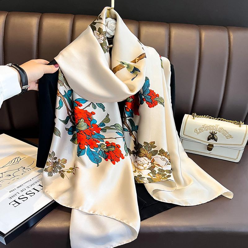 Дизайнерский атласный шелковый платок хиджаб шарф женский модный летний солнцезащитный пляжный палантин Bufanda женский головной платок Echarpe новый