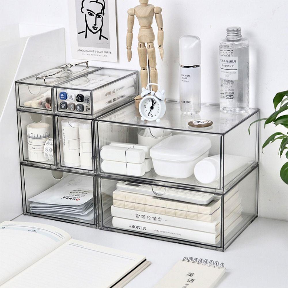 Пылезащитный прозрачный органайзер для полок INS Органайзер для косметики Сортировочная коробка для ювелирных изделий Стол для общежития