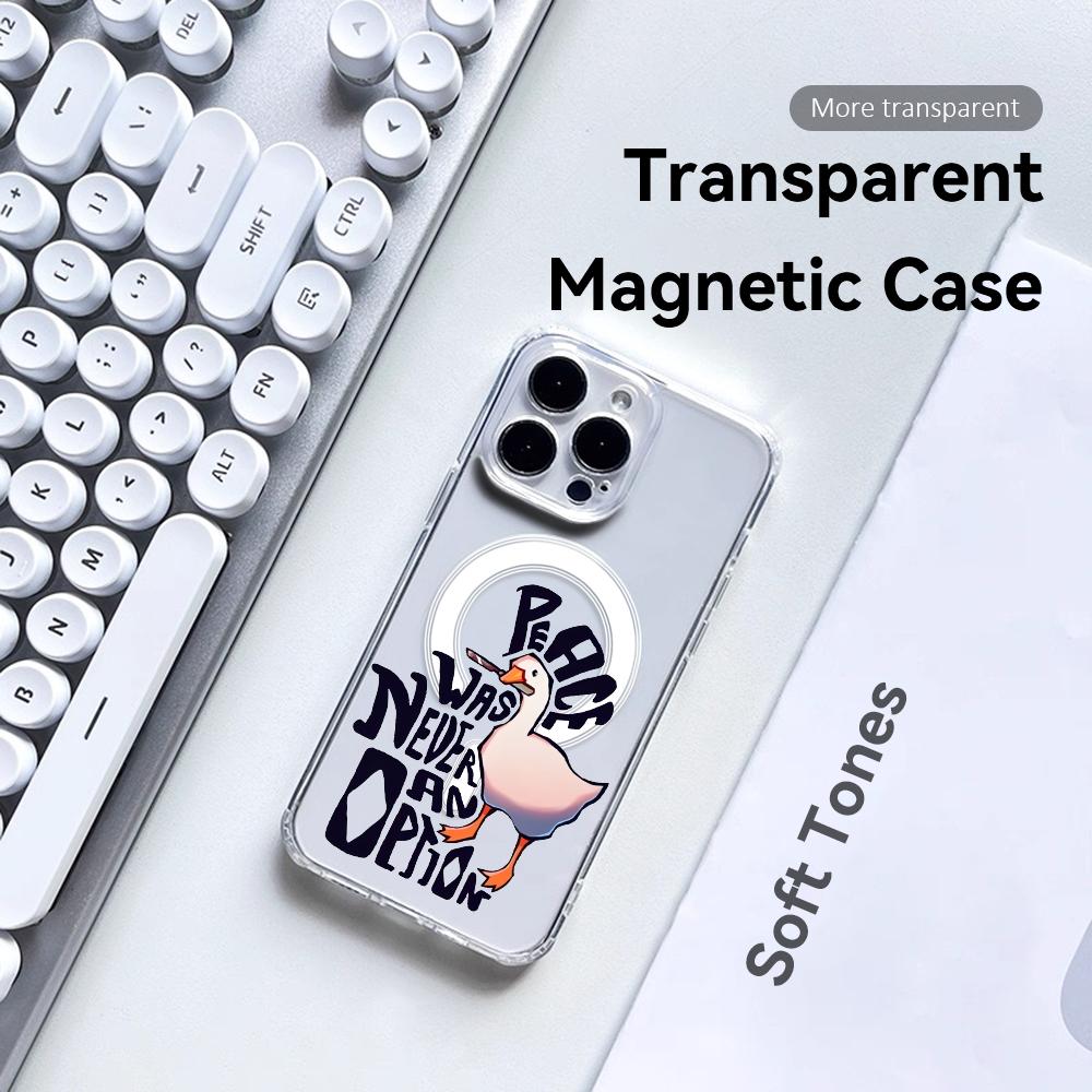 Funny Goose Phone Case For iPhone 17 16 15 14 13 12 Pro Max Plus With Magnetic Crystal Clear Case Wireless Charge