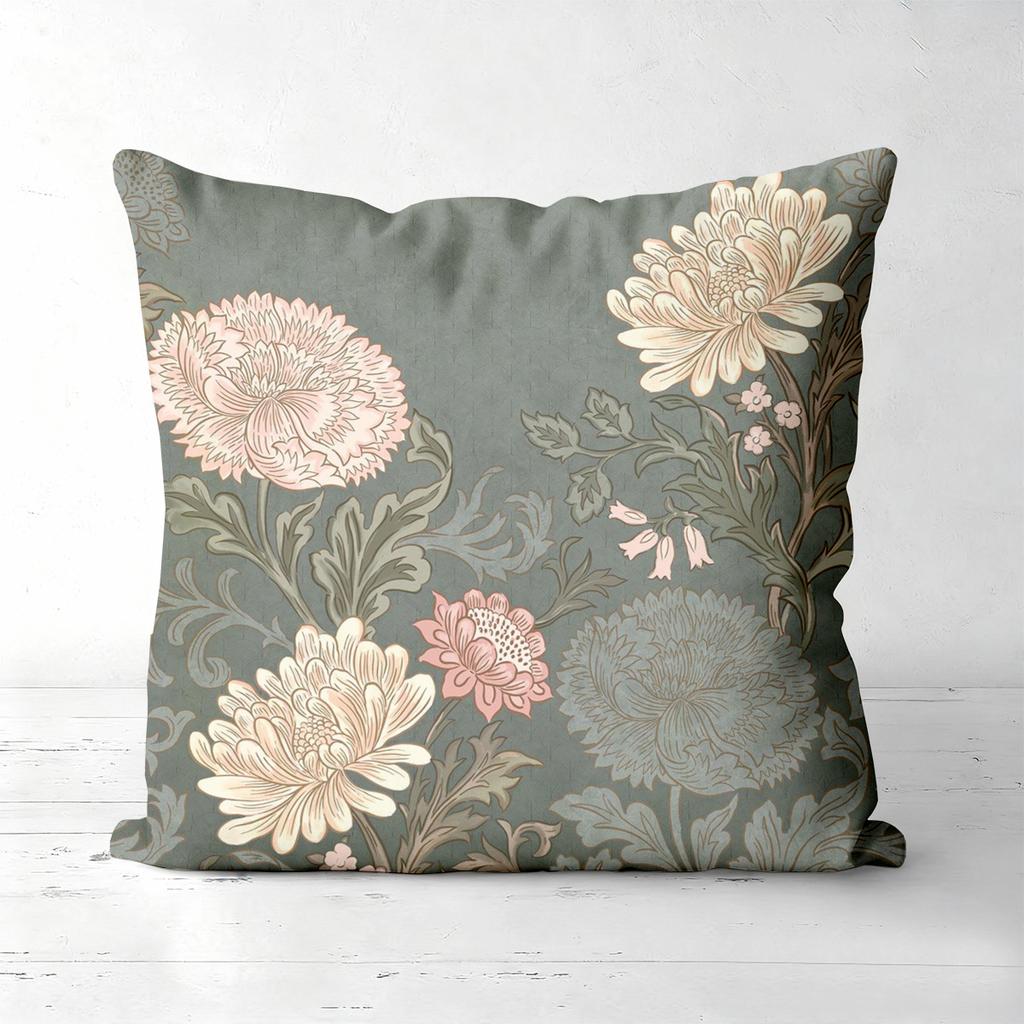 Floral Printed Cushion Covers Green Gray Decorative Polyester pillowcase, sofa decorative cushion cov Headboard Pillow