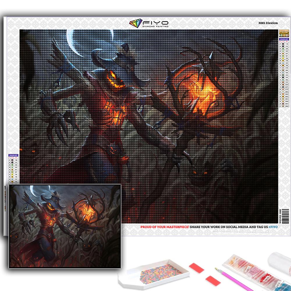 5D Алмазная картина Хэллоуин Страшная голова тыквы Человек DIY Алмазная вышивка Горный хрусталь Украшение дома