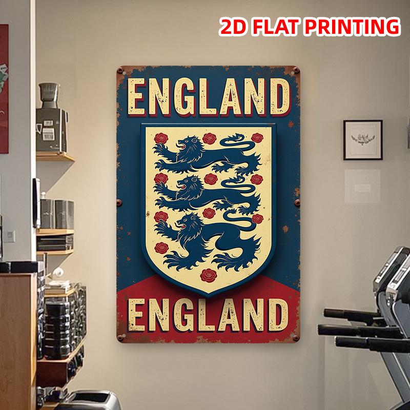 Football Emblem Iron Sign Vintage Wall Decor with Red Blue Shield Design Perfect for Bedroom Gaming Room Bar