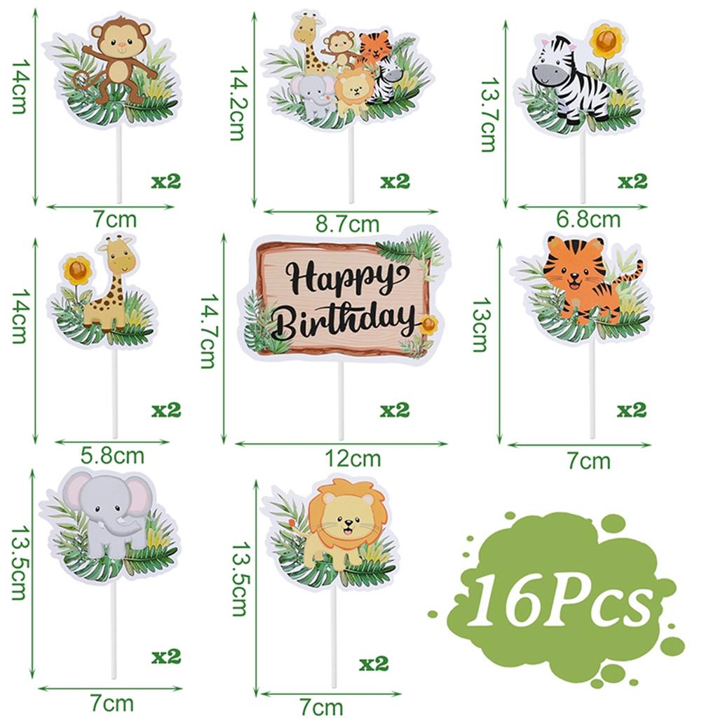 Dinosaur Paper Cake Insert Topper Ice Cream Butterfly Farm Birthday Party Decor Kids Dessert Insert Jungle Animal Cake Topper