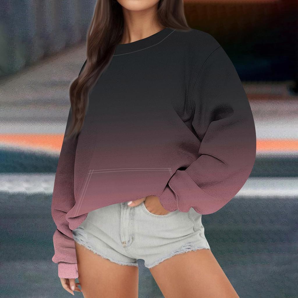 Женская повседневная модная Свободная толстовка с длинным рукавом и круглым вырезом с принтом