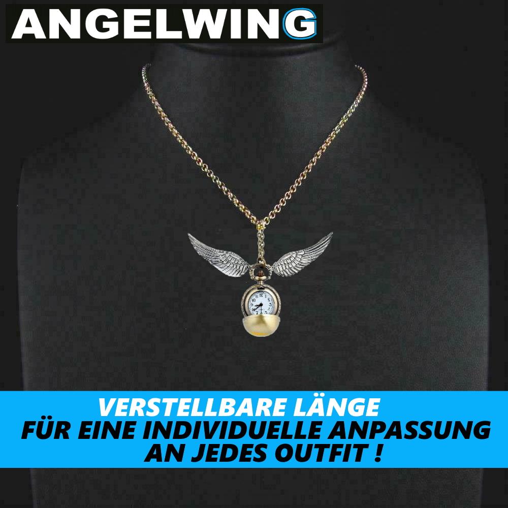 ANGELWING Ожерелье с крыльями ангела, подвеска в виде золотого снитча с крыльями и медальоном в виде часов