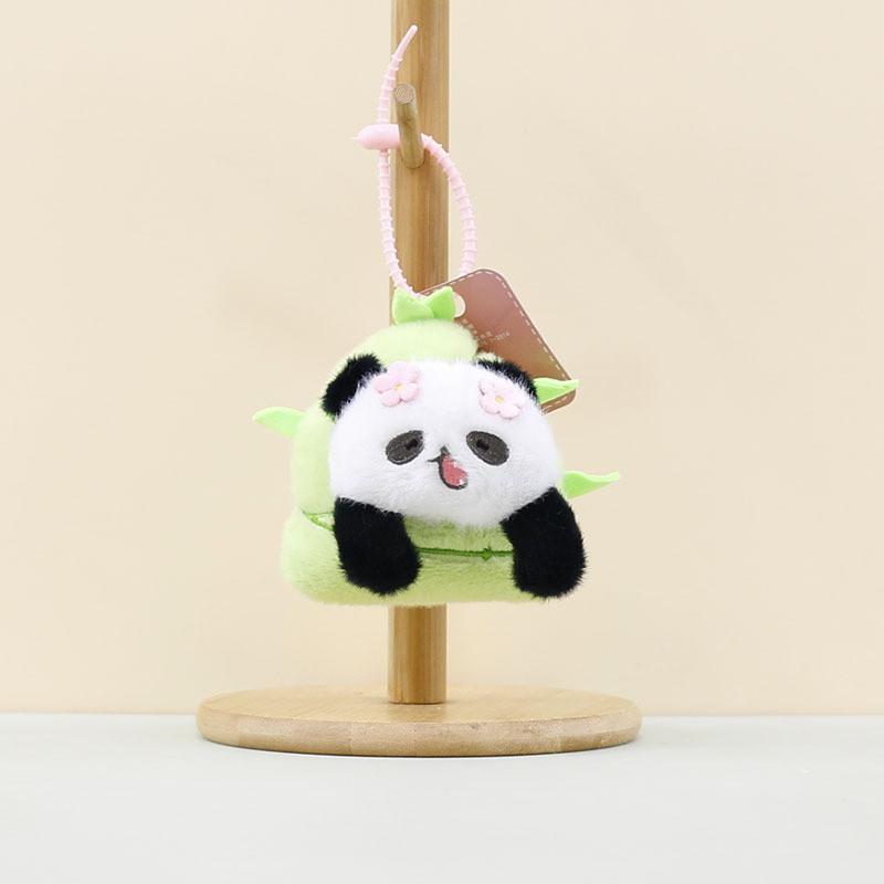 Charming Panda Keychain Plush Toy Fluffy Soft Stuffed Doll For Handbags