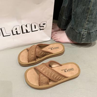 Женские шлепанцы на толстой подошве, нескользящие пляжные шлепанцы для лета