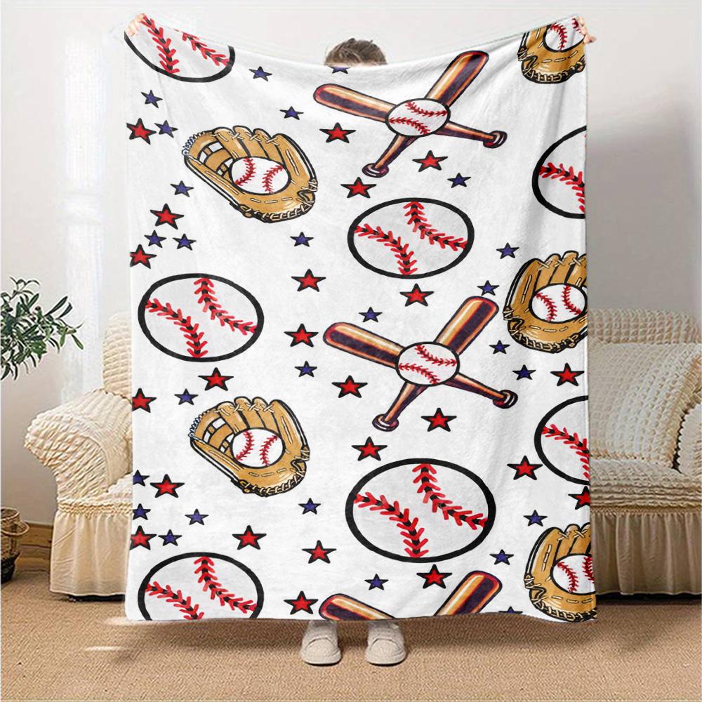 Baseball Theme Printed Blanket - Perfect for Couch, Bed, Travel & Outdoor Use | Machine Washable, Cozy & Durable.