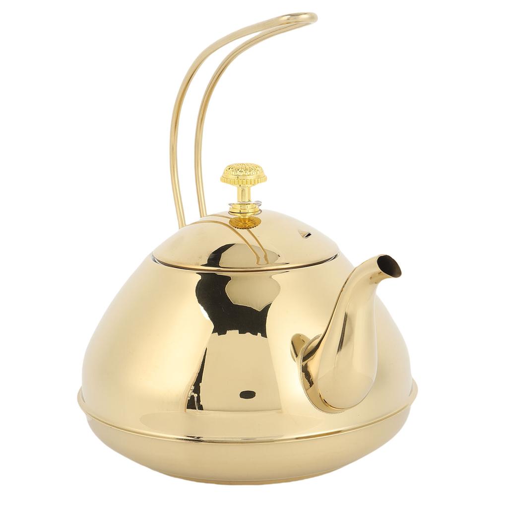 Gold 1.5L Stainless Steel Teapot Brewing Tea Kettle with Strainer for Restaurant and Home