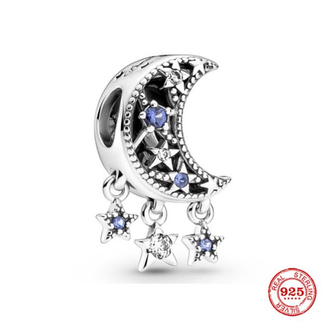Neastamor Silver 925 Sparkling Blue Star Santa Claus Dangle Charm Bead Fit Original Bracelet Pendant DIY Jewelry Women